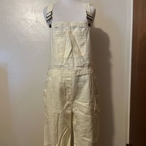 Worn once. Light weight material overall bibs